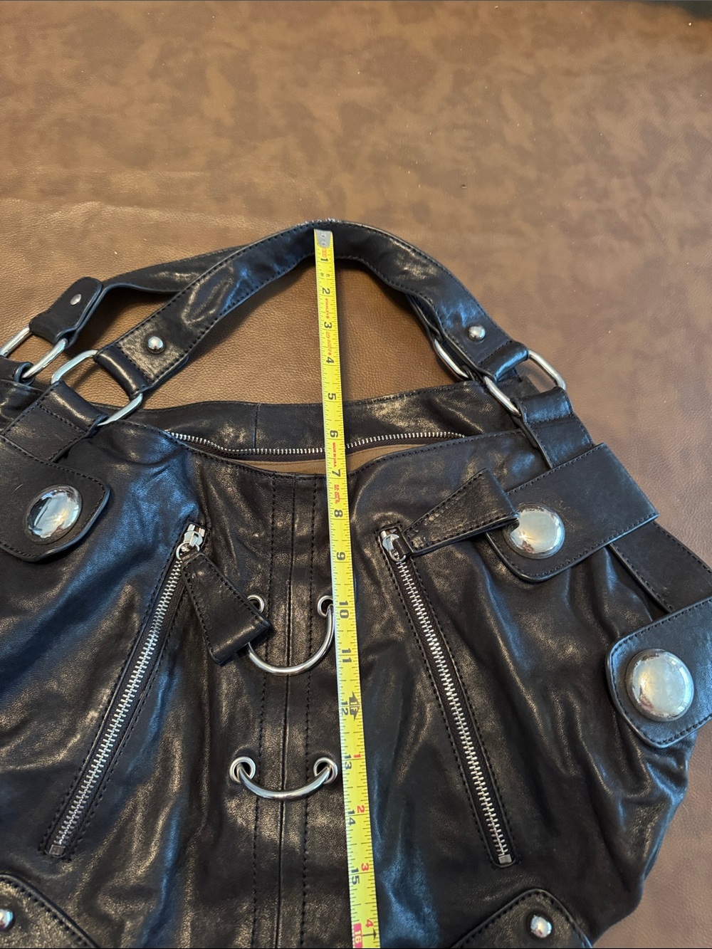 Stylish Black Shoulder Bag with Silver Accents - Picture 7 of 7